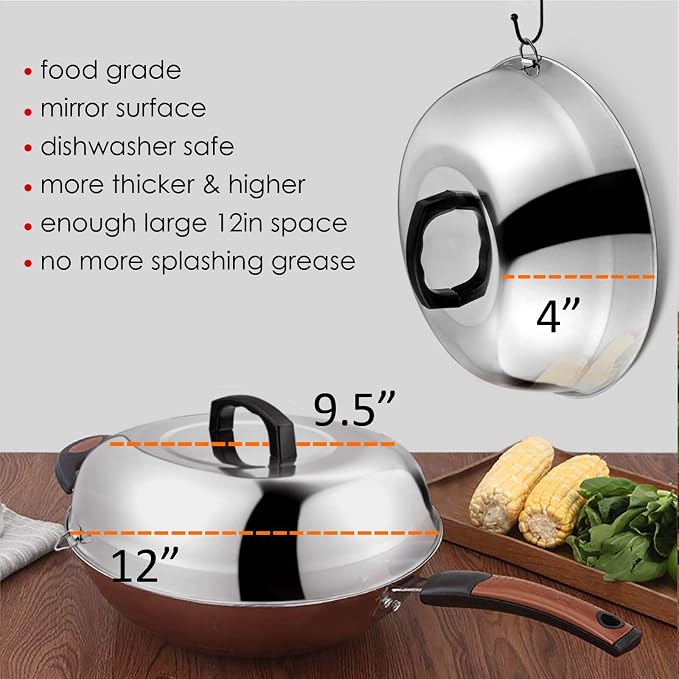 12 inch Cheese Melting Dome, HaSteeL Heavy Duty Round Basting Steam Cover, Stainless Steel Griddle Grill Accessories for Flat Top BBQ Kitchen Cooking Indoor & Outdoor, Dishwasher Safe - (2Packs)