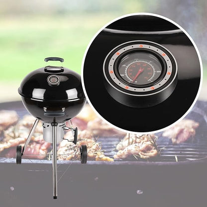 Amig - Fireplus Portable Charcoal or Firewood Barbecue | Round Barbecue with Lid and Wheels | Ventilation System and Ash Deposit | Steel Grill | 68.8 x 64 x 100 cm
