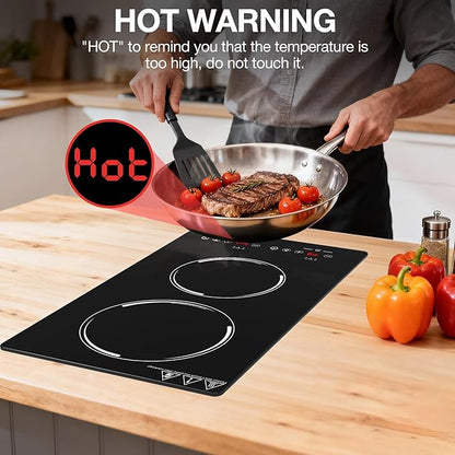 Double Induction Cooktop, Portable Induction Stove Hot Plate with 9-Level Touch Control, Safety Lock, Auto Shutoff Timer Setting, Overheating Protection for Apartments, RVs, Camping