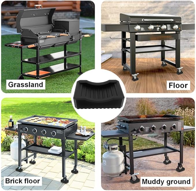 Furniture Wheel Caster Cups/Universal Outdoor Barbecue Stove Anti Slip Fixed Wheel，Silicone Non-Slip Caster Cups，Suitable for All Small Wheels of Outdoor Barbecue Grills/Furniture(4Pack/Black