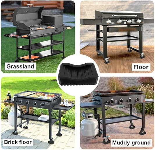 Furniture Wheel Caster Cups/Universal Outdoor Barbecue Stove Anti Slip Fixed Wheel，Silicone Non-Slip Caster Cups，Suitable for All Small Wheels of Outdoor Barbecue Grills/Furniture(4Pack/Black