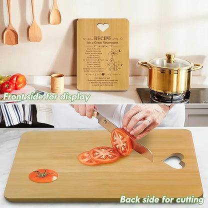 Retirement Gifts for Women 2026, Funny Retirement Cutting Board Gift for Woman, Coworker Leaving Going Away Gifts, Engraved Bamboo Board, Recipe for a Great Retirement Keepsake