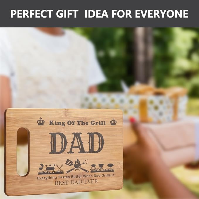 Dad Gifts for Father's Day, Grill Grilling Gift for Dad, BBQ Cutting Board, King Of The Grill, Best Dad Ever Gift for Father