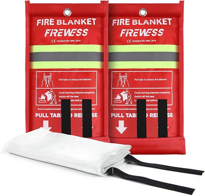 Emergency Fire Blanket, Flame Retardant Fire Blankets Emergency for Home, Kitchen, Car, Office, Grill (Fiberglass-2pack)