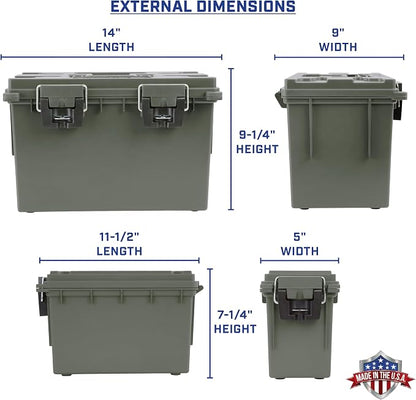 Sheffield Ammo Box Made in USA, Stackable Lockable Ammo Storage Box, Green | XL & Standard Lockable Storage Box, Water & Dust Resistant Dry Box, Secures Hunting Gear, Gun Accessories, Supplies, Bullets