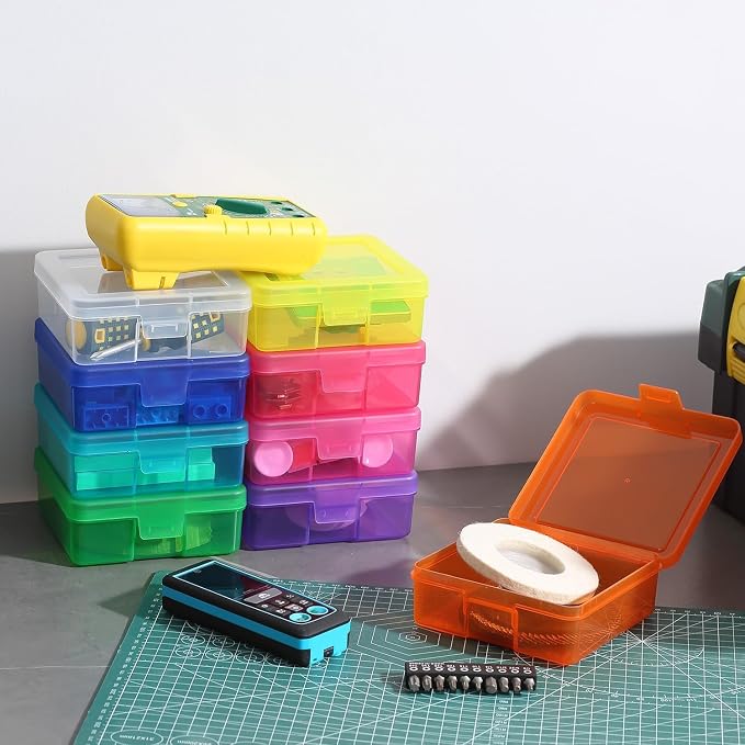 18 Pack Plastic Hobby Art Craft Organizer with Boxs | Transparent View,Stackable,Clear,Space-Saving,Durable,See Through,Plastic,,Dust Protection