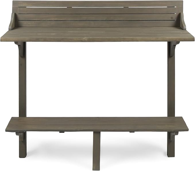 Christopher Knight Home Caribbean Outdoor Acacia Wood Balcony Bar Table, Grey Finish