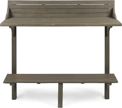 Christopher Knight Home Caribbean Outdoor Acacia Wood Balcony Bar Table, Grey Finish