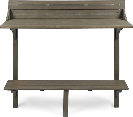 Christopher Knight Home Caribbean Outdoor Acacia Wood Balcony Bar Table, Grey Finish
