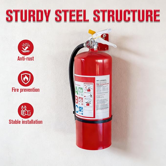 Fire Extinguisher Mount 20 Pack, Fire Extinguisher Bracket up to 66 lb, Include Screws and Gaskets, Carbon Steel Material, Easy to Install, Ideal for Workshop, Garage, or Home Use
