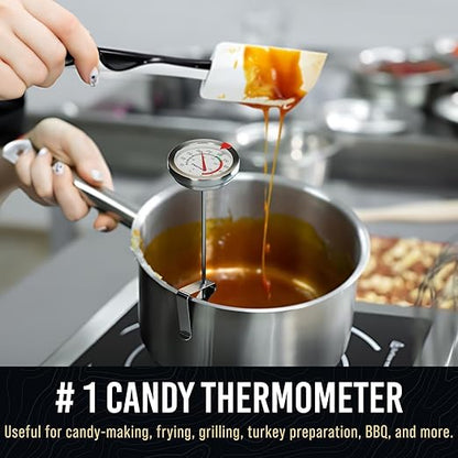 CRAFT911 Candy Thermometer with Pot Clip - Deep Fry Oil Thermometer for Frying and Candle Making (White)