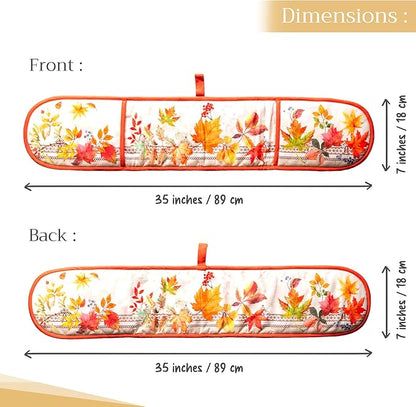 Maison d' Hermine Double Oven Mitt (7" x 35") 100% Cotton Heat Resistant BBQ Cooking Gloves with Loop for Thanksgiving Christmas Decorations Baking Cooking Barbeque Handling Hot Pan (Amarante)