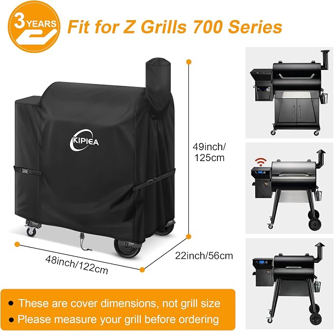 Pellet Grill Cover for Z Grills 700, 600D Waterproof Smoker Cover | Heavy Duty, UV Resistant, No Tear, No Fading, 4 Windproof Buckles, drawstring, 2 side buckles