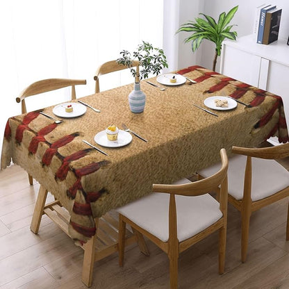Baseball Rectangular Tablecloth, Ball Table Cloth Washable Tablecloths Decorative Table Cover for Kitchen, Dining, or Parties 54x72 Inches
