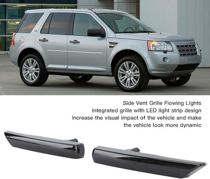 LED Side Air Vent Grille Lamp LED Grille Running Lights Side Vent with Light Bands Replacement for freelander 2 LR2 2007 2014 (Smoky Black)