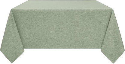 Decorelia Faux Linen Square Tablecloth for Dining Room,Waterproof Texture Decorative Farmhouse Rustic Card Table Cloth for Indoor Outdoor Party Holiday Picnics Patio,52x52 Inch (Square),Sage Green