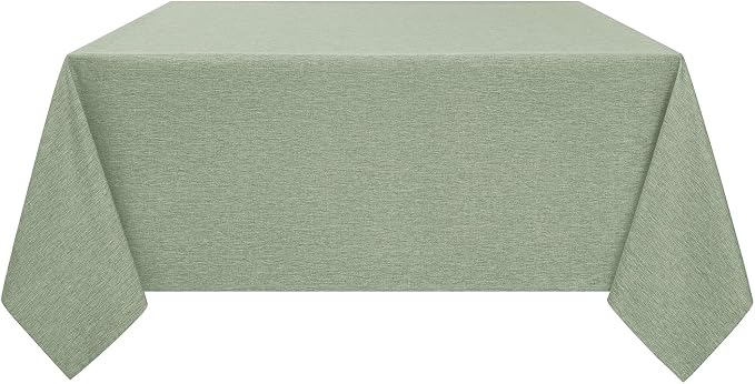 Decorelia Faux Linen Square Tablecloth for Dining Room,Waterproof Texture Decorative Farmhouse Rustic Table Cloth for Indoor Outdoor Party Holiday Banquet Picnics Patio,70x70 Inch (Square),Sage Green
