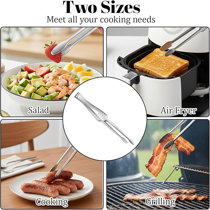 10.8" Metal Food Tong with Non-Slip Comfort Grip Korean and Japanese BBQ Tongs Stainless Steel Kitchen Tongs Serving Tong for Cooking for Serving Food Salad Camping Barbecue