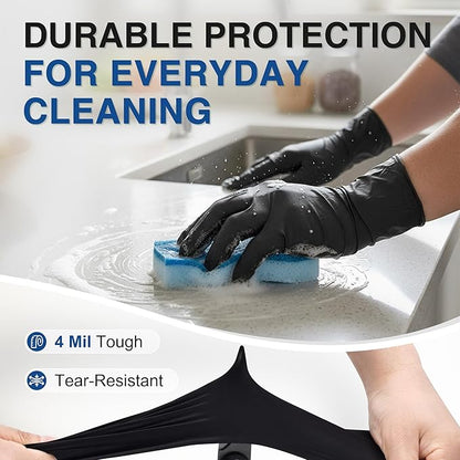 Schneider Nitrile Exam Gloves, 4 Mil Black Gloves Disposable Latex Free Powder Free, Food Safe for Cooking, Food Prep, Clean