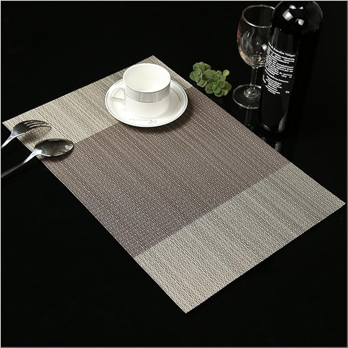 Zupro Placemats Set of 4 for Kitchen Dining Table Washable Braided Table Mats Heat-Resistant Placemats Non-Slip Woven PVC Vinyl Place Mats for Everyday use or Holidays Dinner 18"x12"(Coffee)