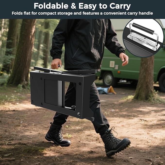 Foldable and Portable Stand for Blackstone 17" & 22" Griddles | Heavy-Duty Outdoor Grill Table with Adjustable Legs, Side Shelf, Utensil Hooks, BBQ Stand for Camping, Tailgating, Backyard