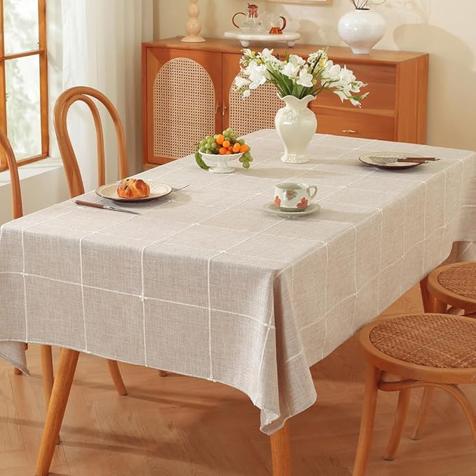 TruDelve Cloth Tablecloths 60x102 Inch Rectangle Tablecloth Oblong Boho Table Cloth for Dining Table Cover(Linen,102"x60",Rectangular)
