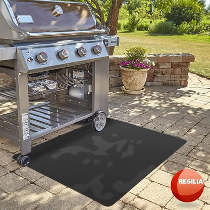 RESILIA X-Large Under Grill Mat – Heavy Duty, Reusable Outdoor Floor Protector Mats for Deck, Patio, & Garage – 57 Inch x 47 Inch, Black Orange Peel, Made in the USA