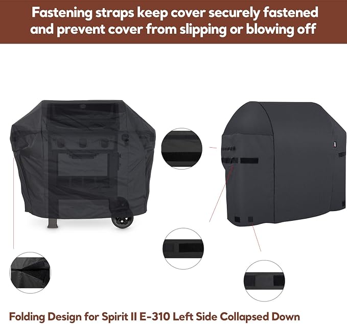 Uniflasy 7139 Grill Cover for Weber Spirit II 300, Spirit 300 and Spirit 200 Series Gas Grill with Side Mounted Controls, 51 inches Heavy Duty Outdoor BBQ Cover for Weber Spirit II 310/E310/330/E330