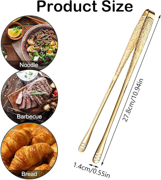 4 Pcs 11 Inches Korean BBQ Tongs Stainless Steel Grill Kitchen Food Tongs Tweezers Cooking Clamp Tool for Salad, Fish, Steak, Barbecue, Buffet, Meat