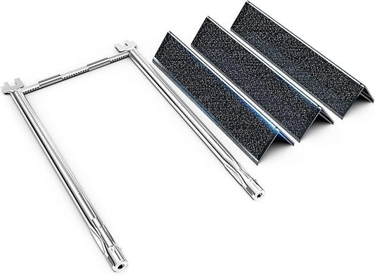 QuliMetal Weber Spirit Grill Parts, 7635 Flavorizer Bars and 69785 Grill Burner Tubes for Weber Spirit I II 200 Spirit E210, E220, S210, S220 with Front Control, Heat Plates 15.3" & Burner 18"