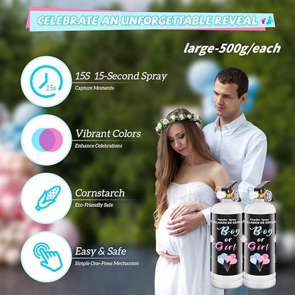 Gender Reveal Fire Extinguisher Smoke Powder for Gender Reveal Party Ideas 1 Pink 1Blue Large Gender Reveal Smoke Powder with Tissue Safe Powder Boy Girl Fire Extinguisher Baby Gender Reveal
