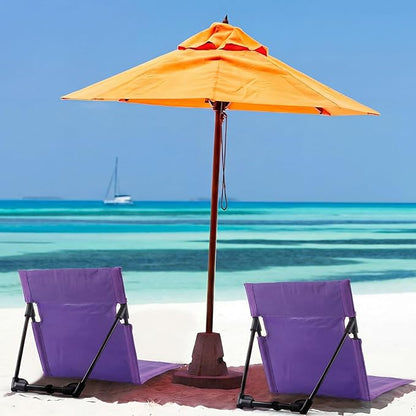 Karenhi 2 Pcs Foldable Poolside Beach Chairs for Edge of Pool Portable Beach Chairs Folding Pool Seats with Back Support Carry Bag for Adults Traveling Camping Picnic Lawn (Purple)