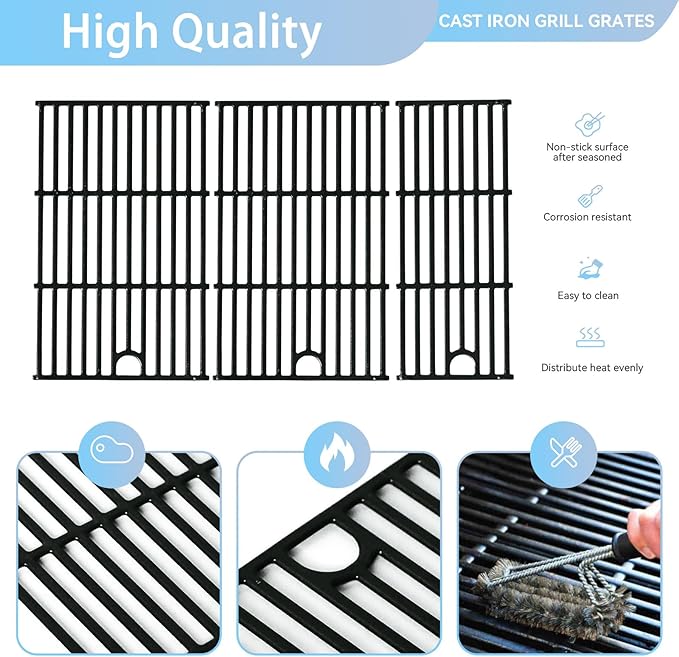 17" Grill Grates for Charbroil Performance 5 Burner 463448021 463449021 463450022 463451022 463455021 463458021, Cast Iron Replacement Parts for Charbroil 463448021, G426-0004-W1 G426-0005-W1