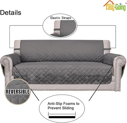 Easy-Going Reversible Couch Cover, Oversized Chair, Gray/Gray | Machine Washable Slipcover For Dogs, Water Resistant Furniture Mat For Living Room, Non-Slip Sofa Cover, Pet Friendly