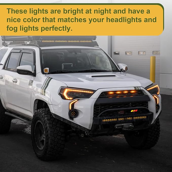 Amber Led Grill raptor Lights for 2014-19 Toyota 4runner emblems | Trd Pro SR5 Off-Road Limited Grille Grills Light, Raptor Lights for 4Runner TRD Pro 2020 2021 2022 2023 2024