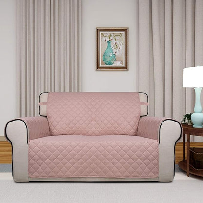 PureFit Reversible Quilted Couch Covers for Dogs Loveseat Sofa Cover 46.5” | Pink/Beige, Water Resistant Couch Protector, Washable Pet Couch Cover with Non Slip and Elastic Straps For Kids