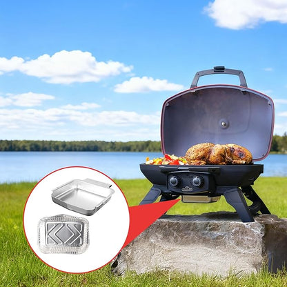 62006 Grease Catcher & 10PCS Drip Pan Liners for Napoleon TravelQ 285 Sreies 2 Burner Grill TQ285X, TQ PRO285, TQ285-BL-1, TQ PRO285X, PRO285-BK, TQ285X-RD-1-A, Parts for Napoleon TravelQ Accessories