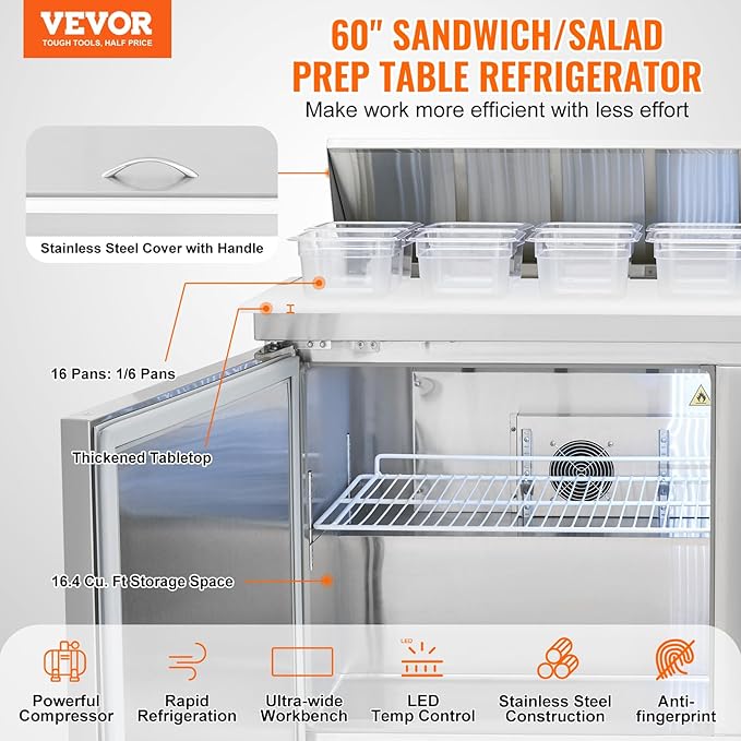 VEVOR Under Counter Drawer Refrigerator, 24 In Stainless Steel Fridge with Temperature Control, Dual Drawer Refrigerator with Powerful Compressor & LED Display, for Home, Office, and Commercial Use