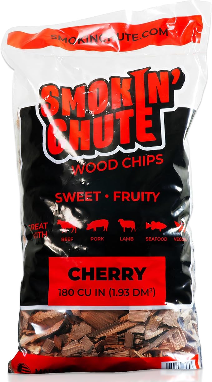 Smokin' Chute Cherry Wood Chips for Smoking - Sweet & Fruity Flavor - Perfect for Beef, Pork, Lamb, Seafood & Vegetables