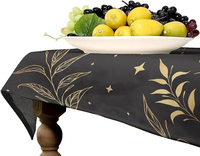Sun Moon Tablecloth Vintage Boho Astrology Gold Celestial Star Galaxy Space Table Cloth Water Resistant Wipeable Table Cover for Picnic Party Holiday Kitchen Dinner Table 55"x55"