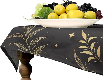 Sun Moon Tablecloth Vintage Boho Astrology Gold Celestial Star Galaxy Space Table Cloth Water Resistant Wipeable Table Cover for Picnic Party Holiday Kitchen Dinner Table 55"x55"