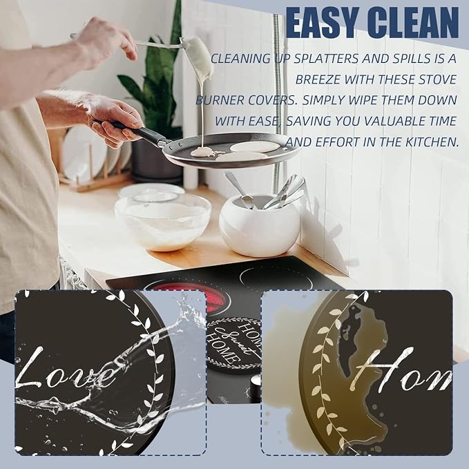 Stylish Burner Covers Set of 4 for Range Accessories, Gratitudes Chalkboard Metal Stove Burner Cover for Expanding Counter Space Stovetop Decor, Burner Covers for Electric Stove