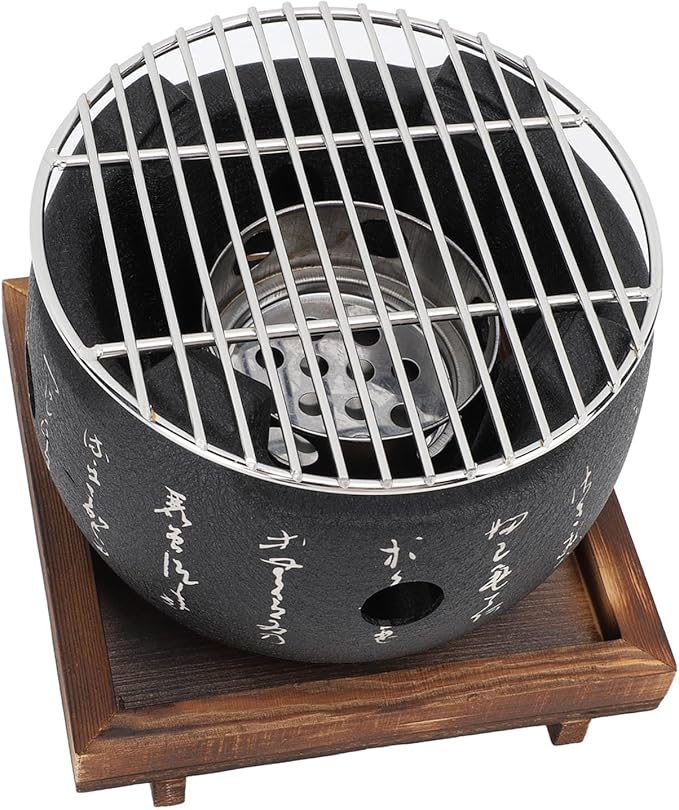 Fockety Japanese Charcoal Stove, Round Mini Quick Heating Aluminum Alloy Multifunctional Japanese BBQ Grill for Household for Family Gathering (L), Focketygge1yk0qsx-12