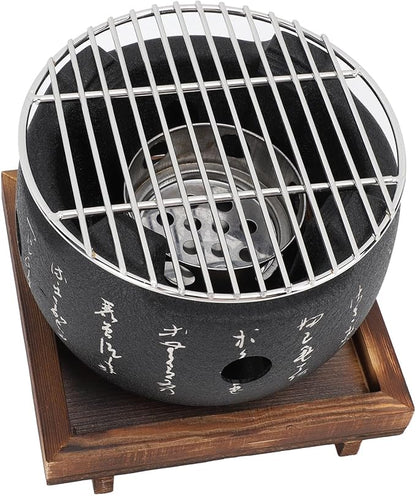 Fockety Japanese Charcoal Stove, Round Mini Quick Heating Aluminum Alloy Multifunctional Japanese BBQ Grill for Household for Family Gathering (L), Focketygge1yk0qsx-12