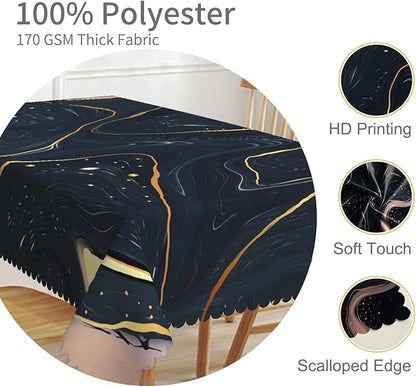 70x108inches Marble Tablecloth Navy Blue Pink Gold Marble Texture Modern Art Table Cloth Washable and Wrinkle Resistant Table Cover for Kitchen Dining Room Buffet Banquet Party Decorations