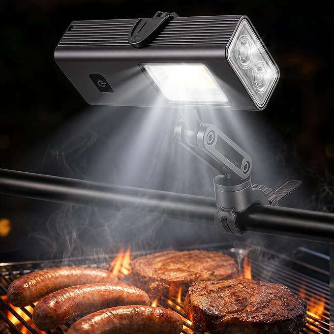 AuntyFey 2 in 1Grill Lights for Outdoor Grill with Flash Light, Magnetic LED Rechargeable Grill Light for Blackstone Griddle Accessories, BBQ Grill Flash Lights for Outdoor Adventure