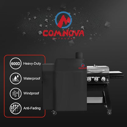 Comnova Grill Cover for Pit Boss KC Combo - Premium Wood Pellet Smoker Cover for Pitboss Waterproof & Heavy Duty, 600D Pellet BBQ Cover for Pit Boss KC Combo Platinum Series Grill