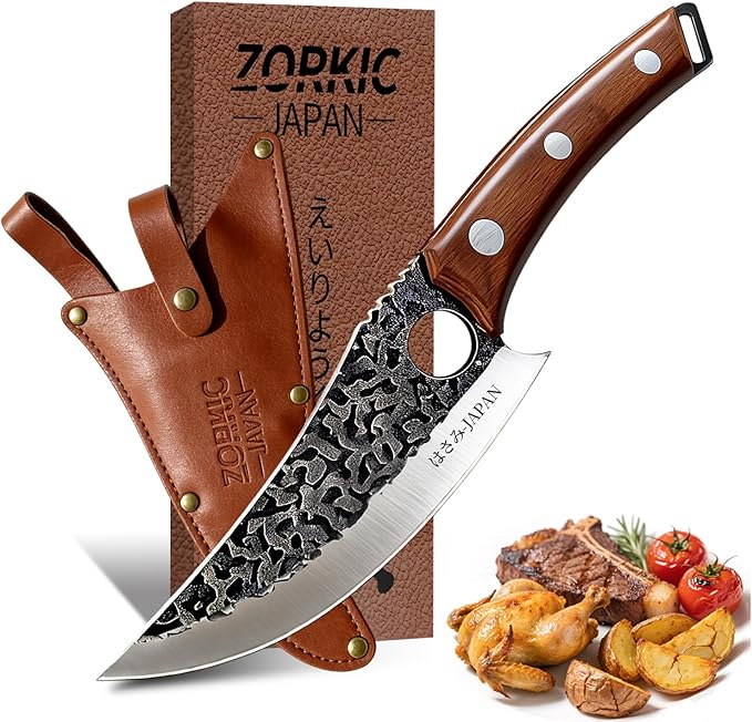 Viking Knife, Butcher Knife Set Hand Forged Boning Knives, Japanese Serbian Chef knives Kitchen Chopping for Meat Cutting Chefs Cleaver Camping Cooking, BBQ, Gifts for Men