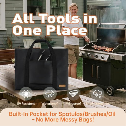 Heavy Duty 1680D Full-Size Griddle Carry Bag Compatible with Weber Spirit 300 Series, Weber Genesis 300 Series, Blackstone and Camp Chef Griddle Top 27" L x 2" W x 19" H