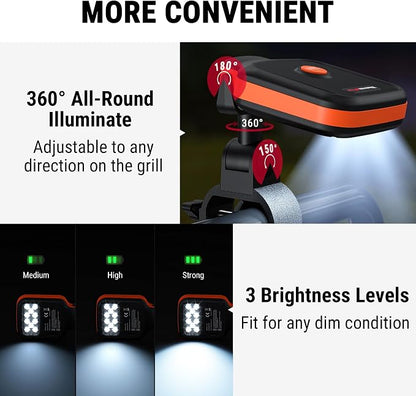 TempPro Outdoor Grill Light for BBQ with 10 LEDs & 3 Brightness | 360° Adjustable Grill Lights for Outdoor Grill, BBQ Light with Energy-Saving Button, Grill Accessories, Batteries Included